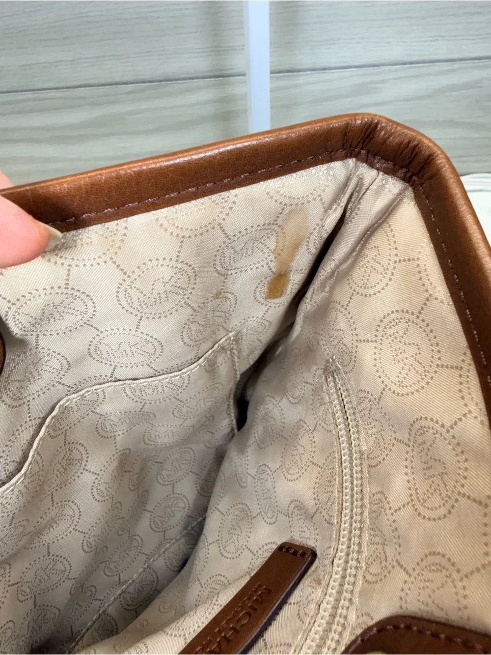 Michael Kors Beige and Brown Signature Messenger Bag